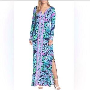 Lilly Pulitzer Maxi Dress Faye Bright Navy Sway This Way